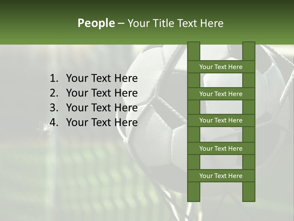 A Soccer Ball In A Net On A Soccer Field PowerPoint Template