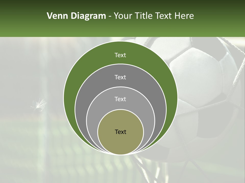 A Soccer Ball In A Net On A Soccer Field PowerPoint Template