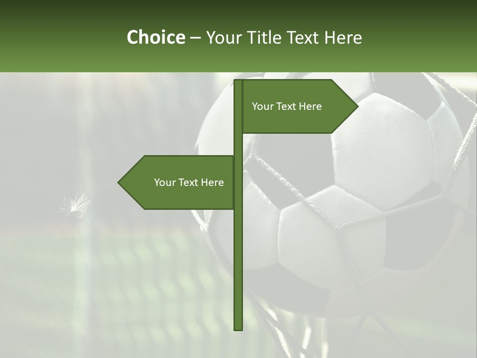 A Soccer Ball In A Net On A Soccer Field PowerPoint Template
