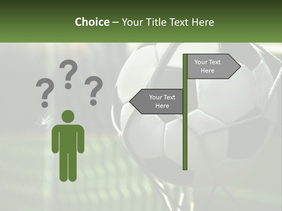 A Soccer Ball In A Net On A Soccer Field PowerPoint Template