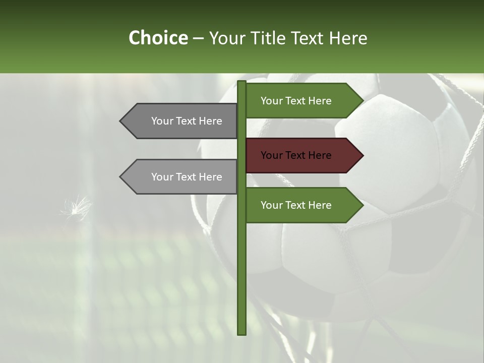 A Soccer Ball In A Net On A Soccer Field PowerPoint Template