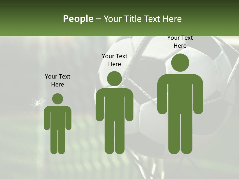 A Soccer Ball In A Net On A Soccer Field PowerPoint Template