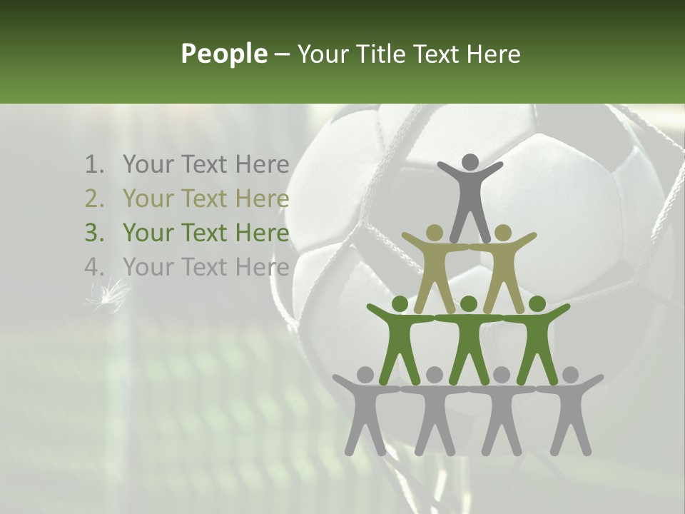 A Soccer Ball In A Net On A Soccer Field PowerPoint Template