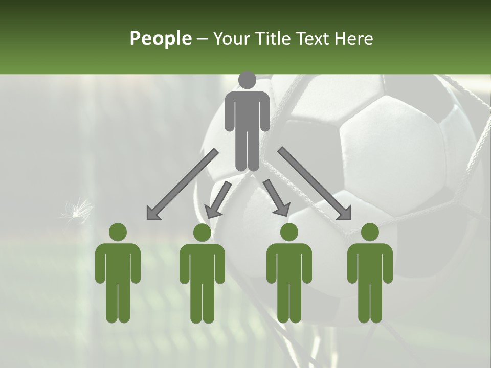 A Soccer Ball In A Net On A Soccer Field PowerPoint Template