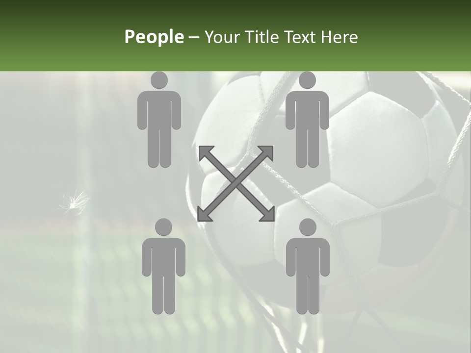 A Soccer Ball In A Net On A Soccer Field PowerPoint Template