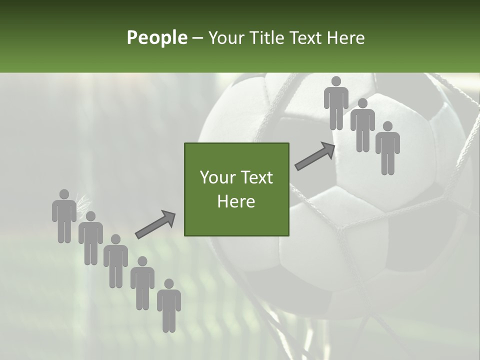 A Soccer Ball In A Net On A Soccer Field PowerPoint Template