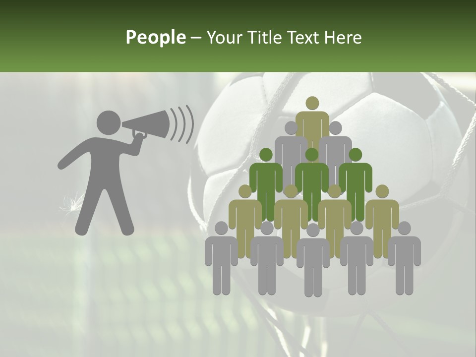 A Soccer Ball In A Net On A Soccer Field PowerPoint Template