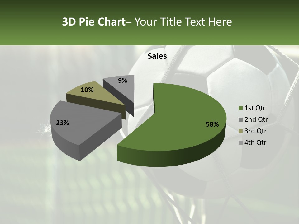 A Soccer Ball In A Net On A Soccer Field PowerPoint Template