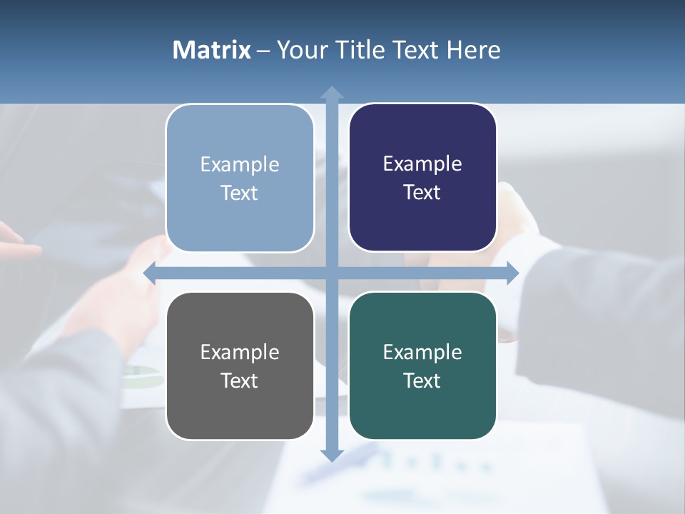 Two Business People Shaking Hands Over A Table PowerPoint Template