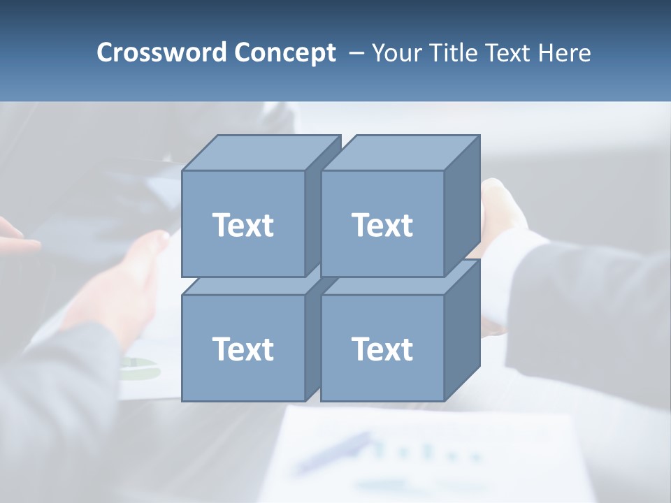 Two Business People Shaking Hands Over A Table PowerPoint Template