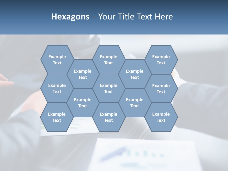 Two Business People Shaking Hands Over A Table PowerPoint Template