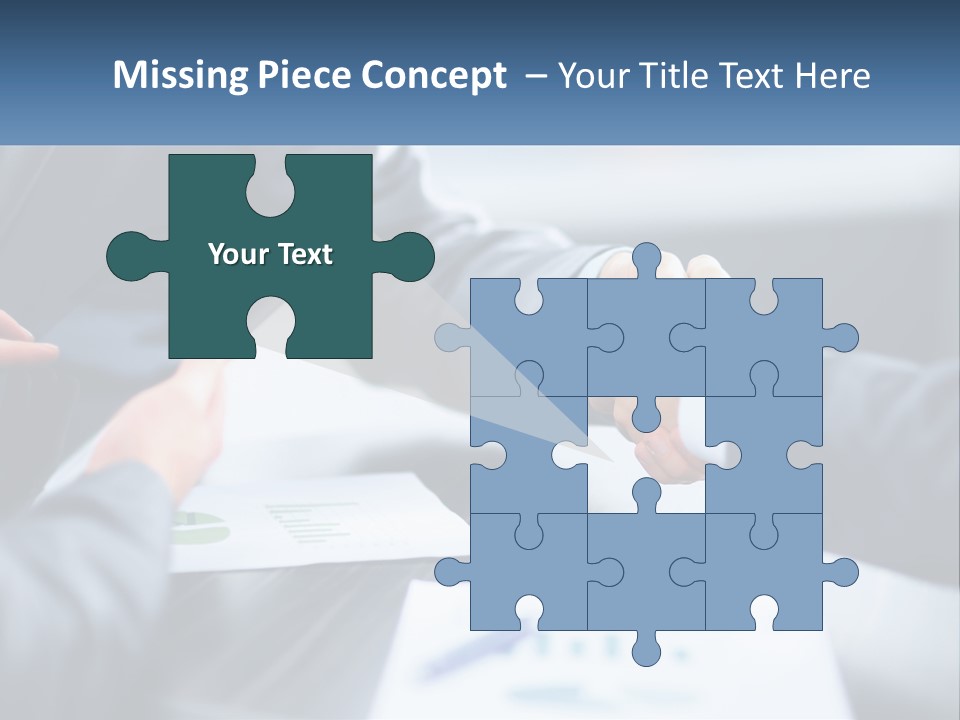 Two Business People Shaking Hands Over A Table PowerPoint Template