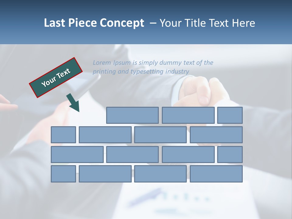 Two Business People Shaking Hands Over A Table PowerPoint Template