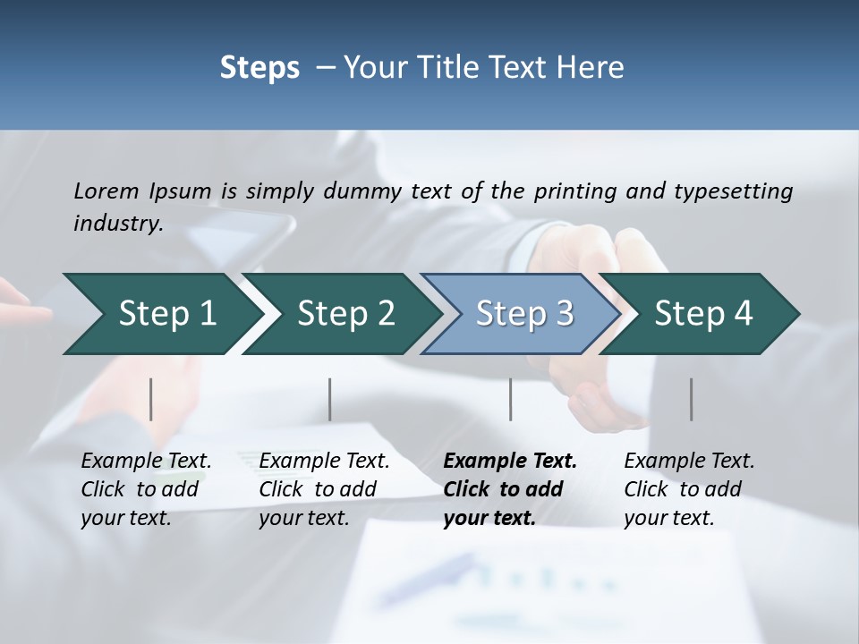 Two Business People Shaking Hands Over A Table PowerPoint Template