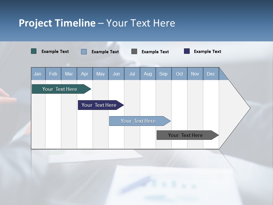 Two Business People Shaking Hands Over A Table PowerPoint Template