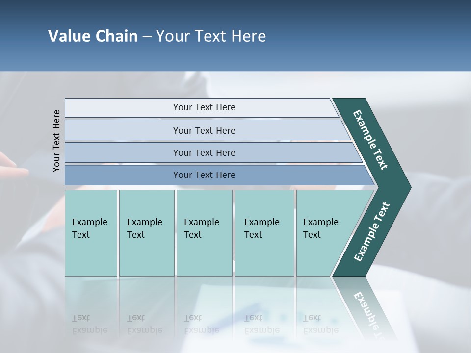 Two Business People Shaking Hands Over A Table PowerPoint Template