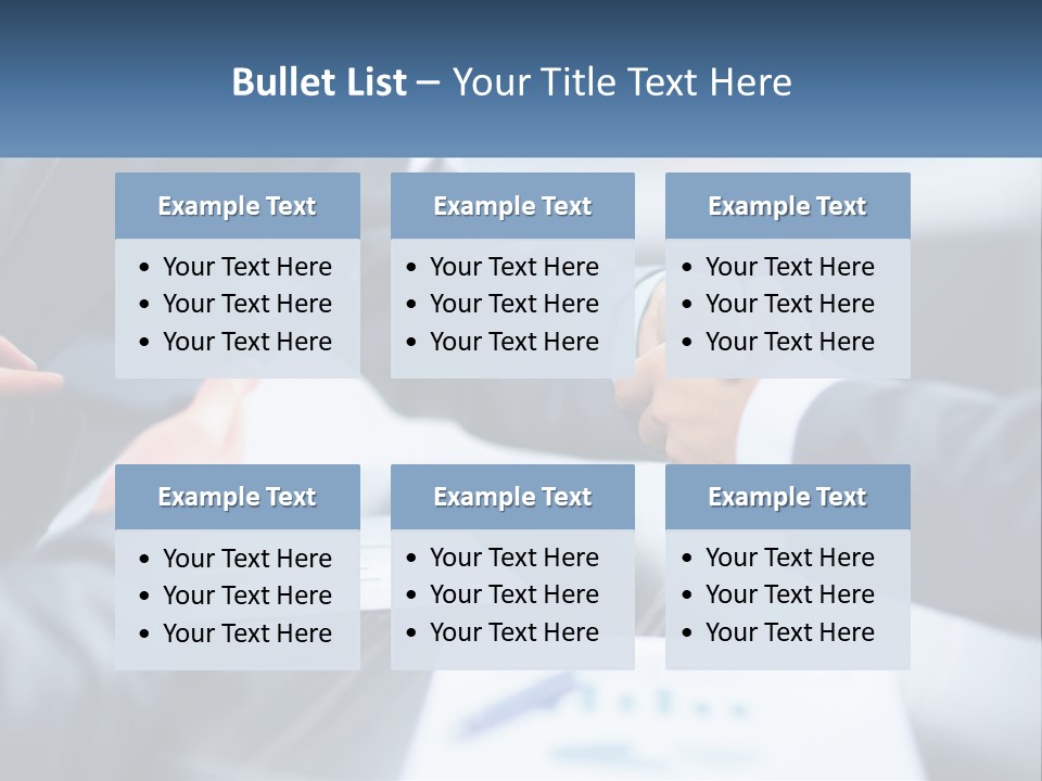 Two Business People Shaking Hands Over A Table PowerPoint Template