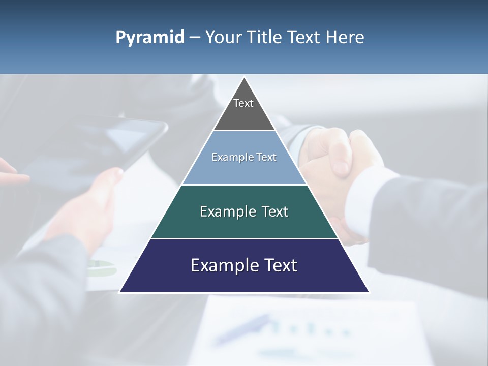 Two Business People Shaking Hands Over A Table PowerPoint Template