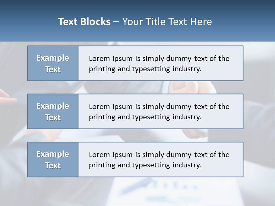 Two Business People Shaking Hands Over A Table PowerPoint Template