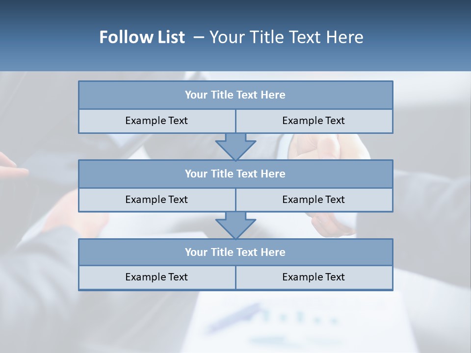 Two Business People Shaking Hands Over A Table PowerPoint Template