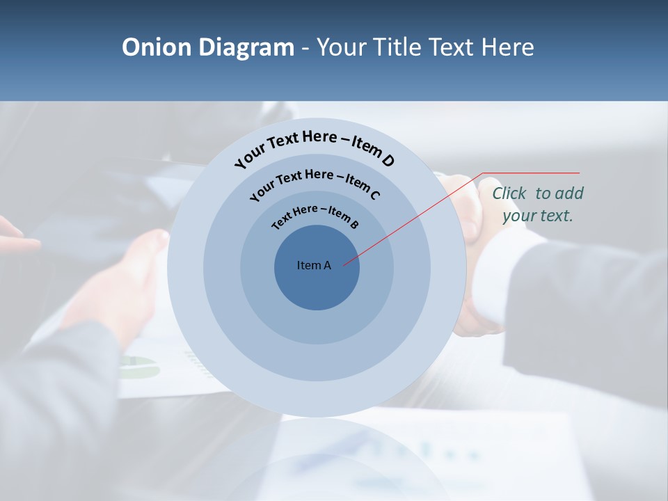 Two Business People Shaking Hands Over A Table PowerPoint Template
