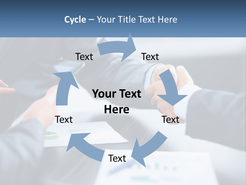 Two Business People Shaking Hands Over A Table PowerPoint Template