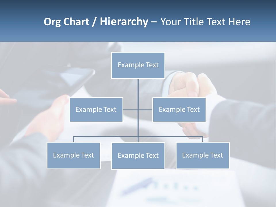 Two Business People Shaking Hands Over A Table PowerPoint Template