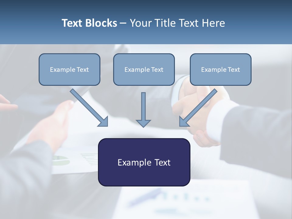 Two Business People Shaking Hands Over A Table PowerPoint Template