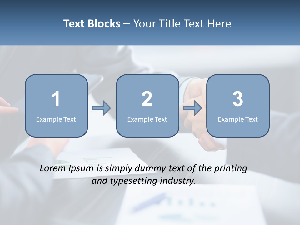 Two Business People Shaking Hands Over A Table PowerPoint Template