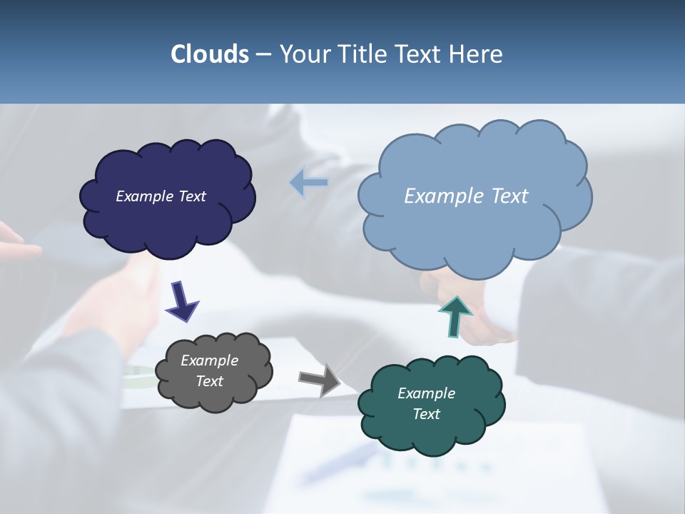 Two Business People Shaking Hands Over A Table PowerPoint Template