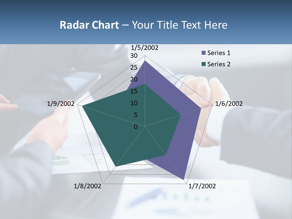 Two Business People Shaking Hands Over A Table PowerPoint Template