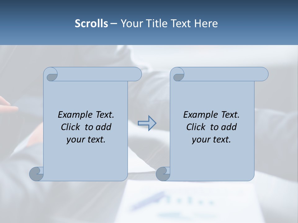 Two Business People Shaking Hands Over A Table PowerPoint Template
