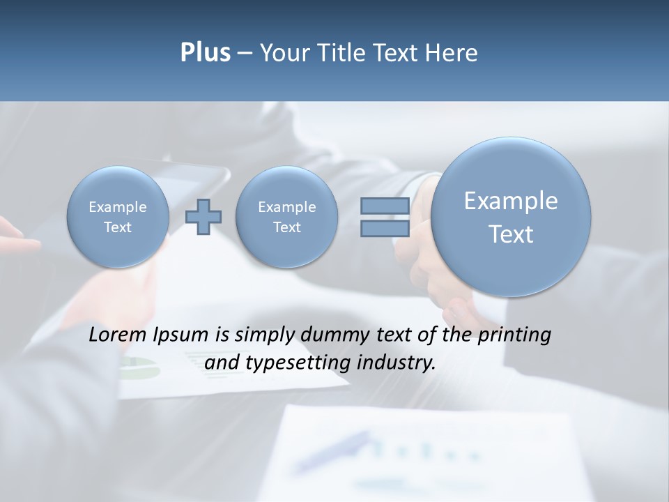 Two Business People Shaking Hands Over A Table PowerPoint Template