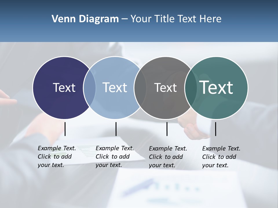 Two Business People Shaking Hands Over A Table PowerPoint Template