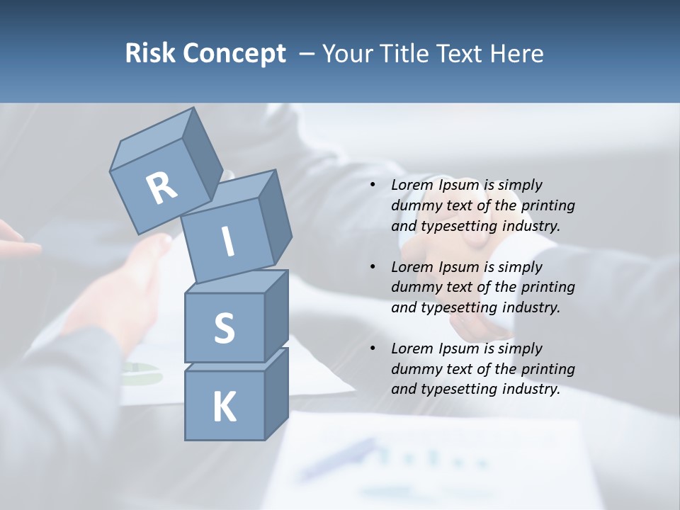 Two Business People Shaking Hands Over A Table PowerPoint Template