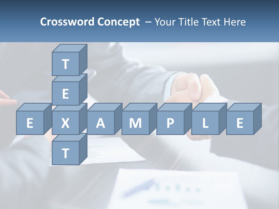 Two Business People Shaking Hands Over A Table PowerPoint Template