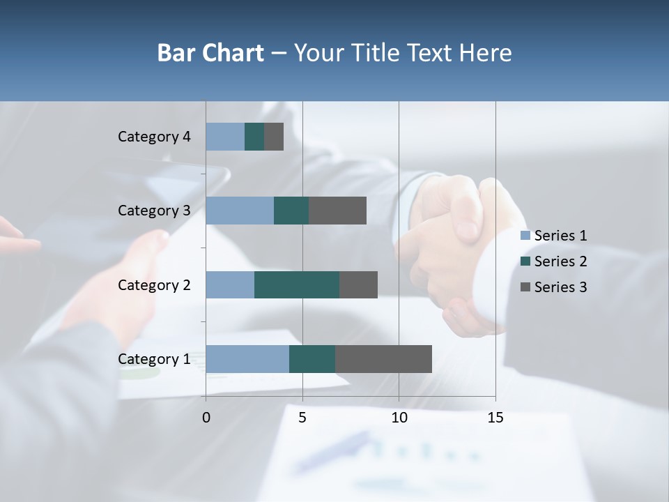 Two Business People Shaking Hands Over A Table PowerPoint Template