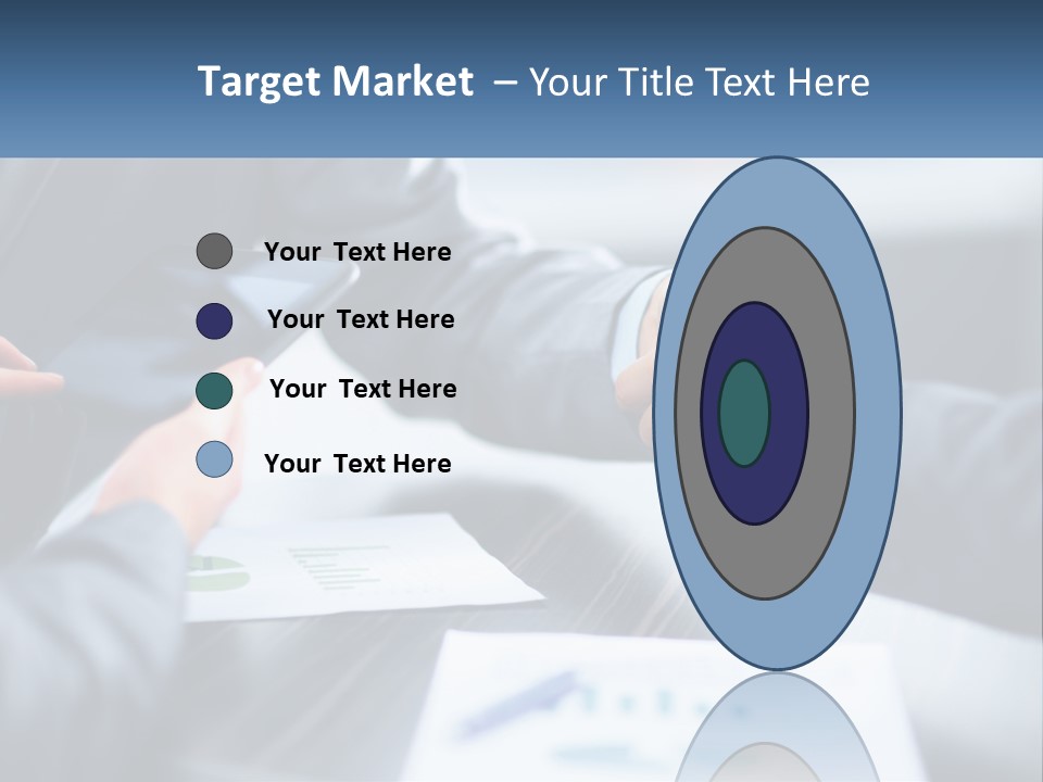 Two Business People Shaking Hands Over A Table PowerPoint Template