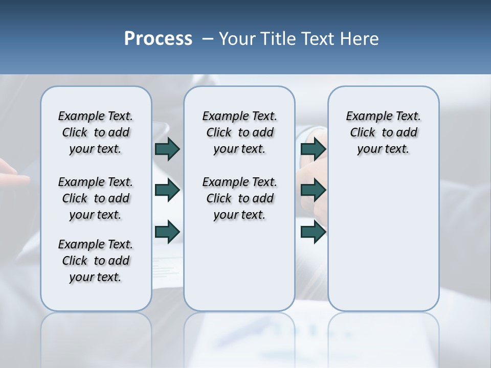 Two Business People Shaking Hands Over A Table PowerPoint Template