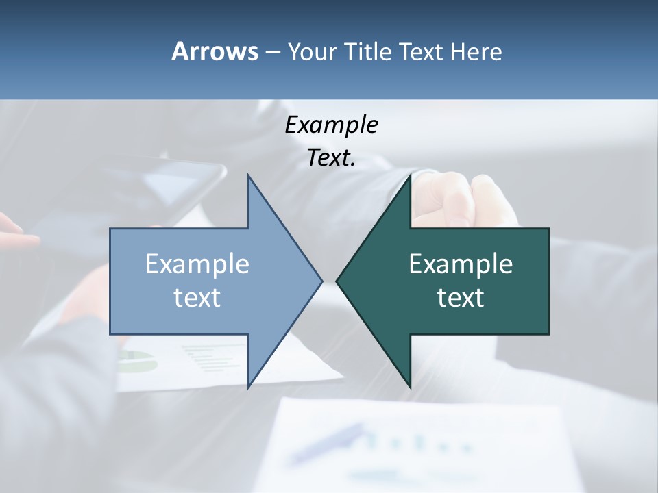 Two Business People Shaking Hands Over A Table PowerPoint Template