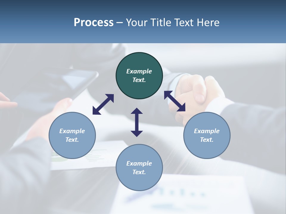 Two Business People Shaking Hands Over A Table PowerPoint Template