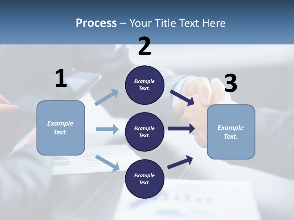 Two Business People Shaking Hands Over A Table PowerPoint Template