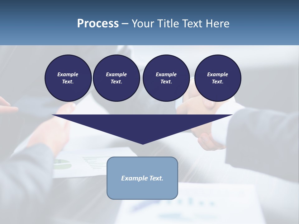 Two Business People Shaking Hands Over A Table PowerPoint Template