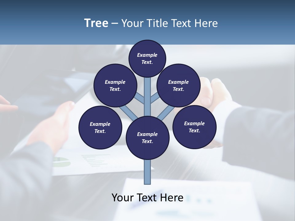 Two Business People Shaking Hands Over A Table PowerPoint Template