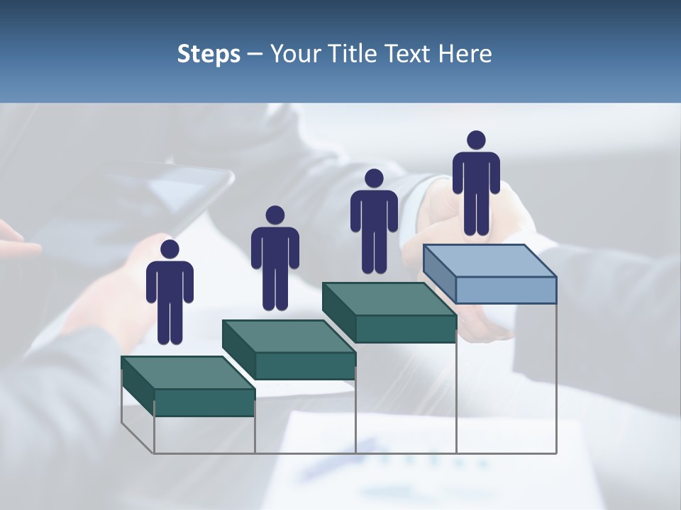 Two Business People Shaking Hands Over A Table PowerPoint Template