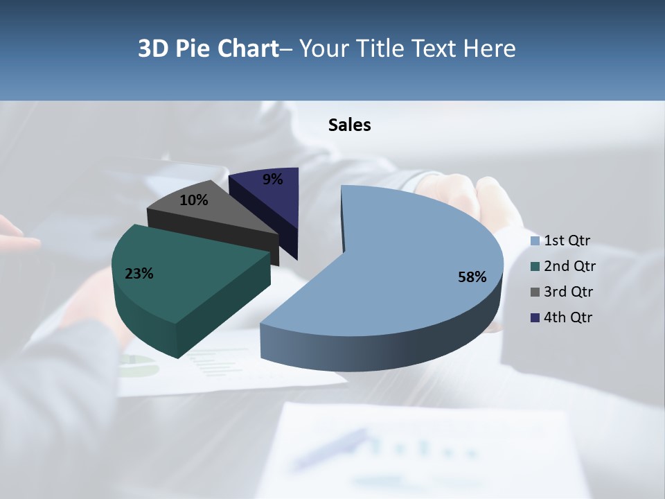 Two Business People Shaking Hands Over A Table PowerPoint Template