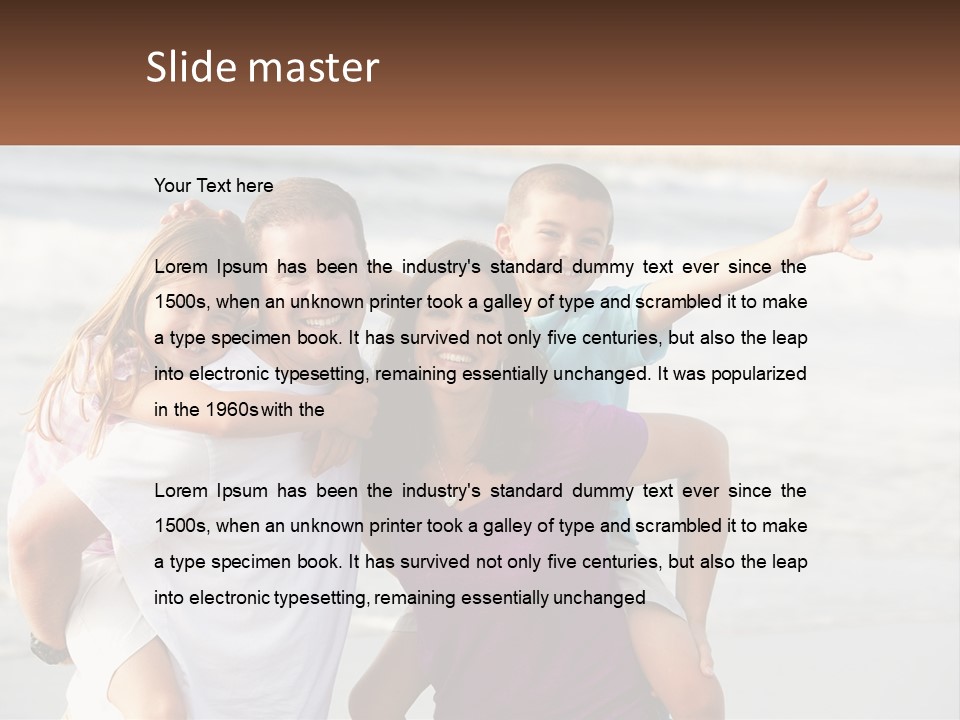 A Family Posing For A Picture On The Beach PowerPoint Template