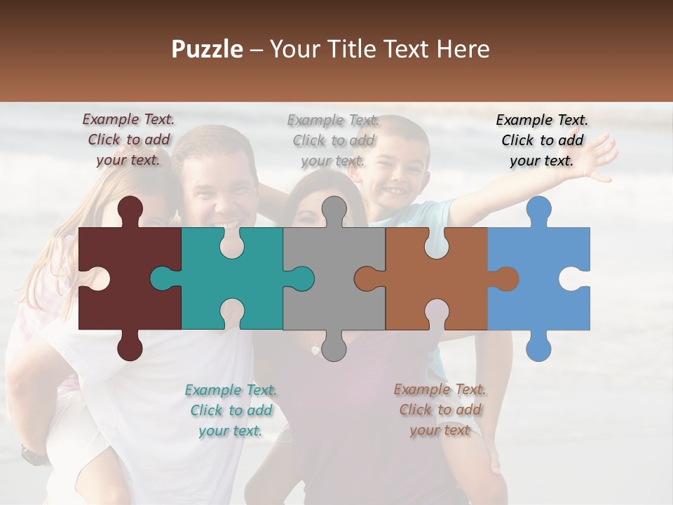 A Family Posing For A Picture On The Beach PowerPoint Template