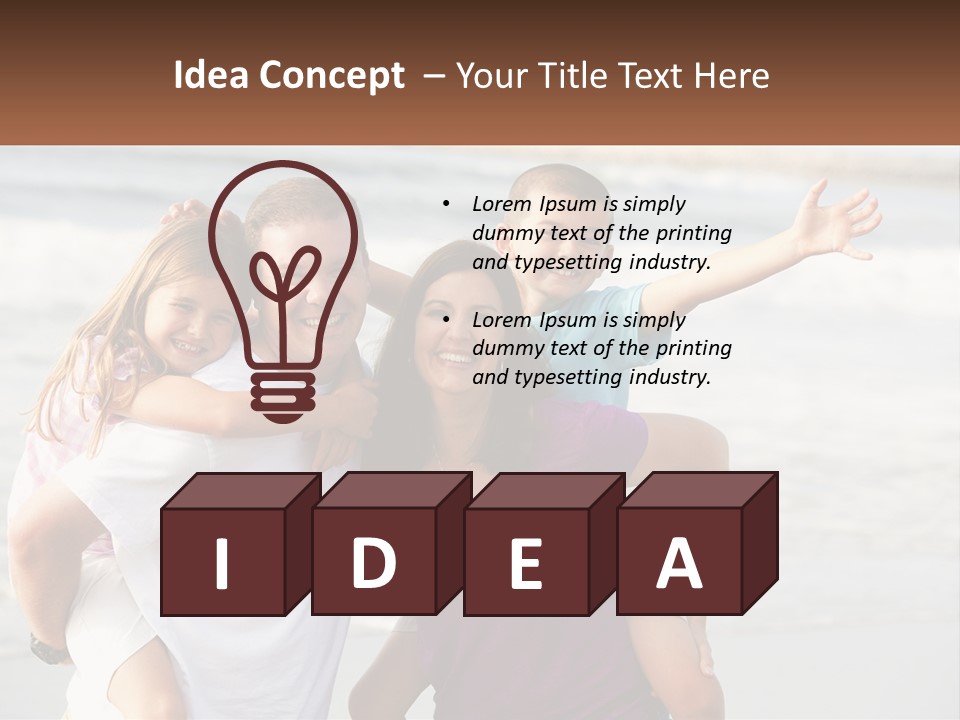 A Family Posing For A Picture On The Beach PowerPoint Template