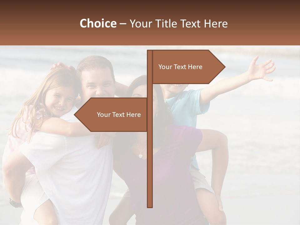 A Family Posing For A Picture On The Beach PowerPoint Template